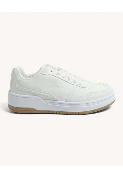 Tenis Cordones Con Base Contraste  Para Mujer Blanco Seven Seven