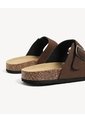 Sandalias Doble Hebilla Textura  Para Hombre Café Seven Seven de Seven Seven