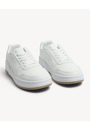 Tenis Cordones Con Base Contraste  Para Mujer Blanco Seven Seven