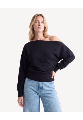 Buzo Escote Ojal  Para Mujer Negro Seven Seven