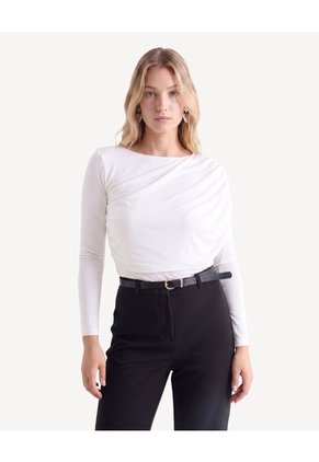Camiseta Capa Con Recogidos  Para Mujer Crudo Seven Seven