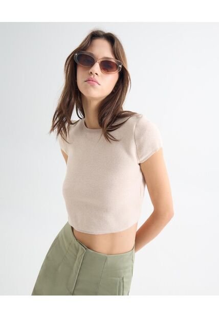 Camiseta Para Mujer Manga Corta Color Arena Marca Seven Seven #28096227