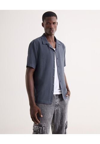 Camisa Relaxed Resort  Para Hombre Gris Seven Seven Seven Seven