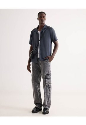 Camisa Relaxed Resort  Para Hombre Gris Seven Seven