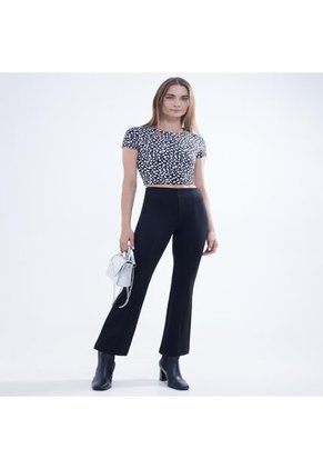 Crop Top Manga Corta  Para Mujer Negro Seven Seven