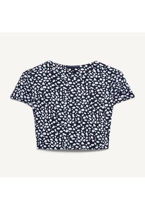 Crop Top Manga Corta  Para Mujer Negro Seven Seven