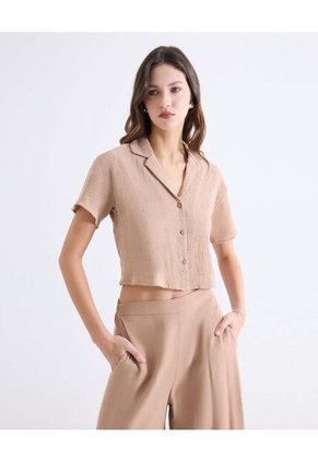 Blusa Para Mujer Manga Corta Color Café Marca Seven Seven #28124129