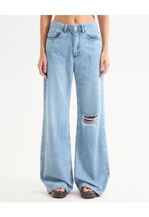 Jean Para Mujer Wide-Leg Color Azul Claro Marca Seven Seven #28160931