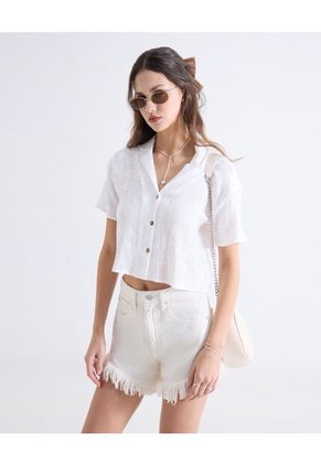 Blusa Para Mujer Manga Corta Color Marfil Marca Seven Seven #28124128