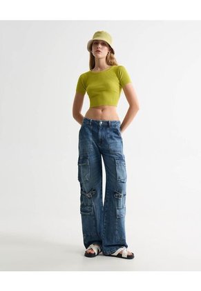 Jean Para Mujer Wide-Leg Color Azul Marca Seven Seven #28160947