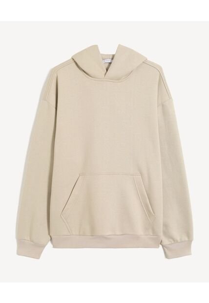 Buzo Hoodie Con Bordado Posterior  Para Hombre Beige Seven Seven
