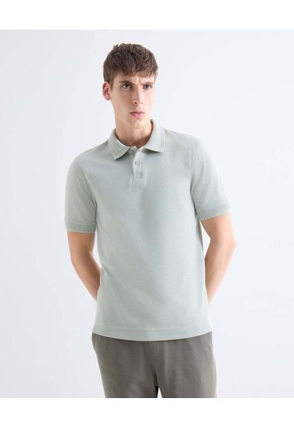 Polo Regular Con Botonadura  Para Hombre Verde Seven Seven
