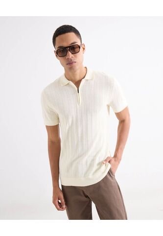 Polo Para Hombre Cuello Tejido Sin Bolsillo Color Crudo Marca Seven Seven #45110901 Seven Seven