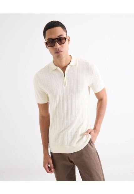 Polo Para Hombre Cuello Tejido Sin Bolsillo Color Crudo Marca Seven Seven #45110901