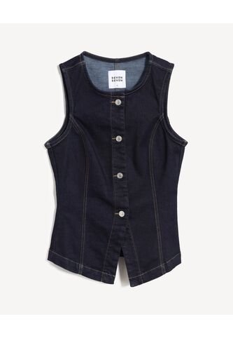 Chaleco Para Mujer Plano Color Azul Marca Seven Seven #28250150 Seven Seven