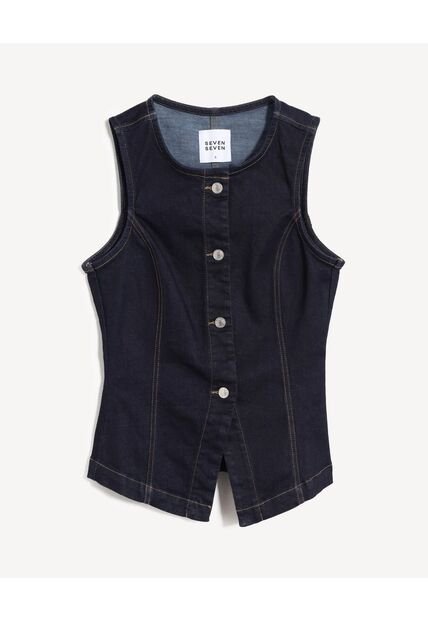 Chaleco Para Mujer Plano Color Azul Marca Seven Seven #28250150