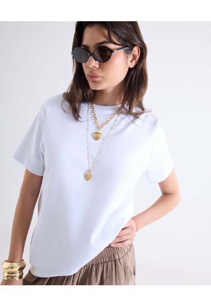 Camiseta Para Mujer Manga Corta Cuello Redondo Color Crudo Marca Seven Seven #28096516