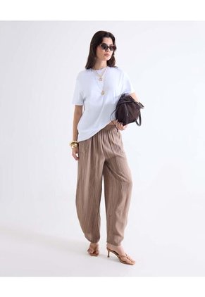 Camiseta Para Mujer Manga Corta Cuello Redondo Color Crudo Marca Seven Seven #28096516