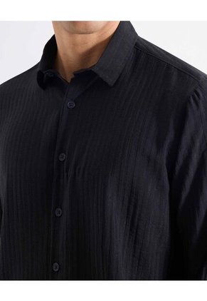 Camisa Para Hombre Manga Larga Sin Bolsillo Cuello Casual M Color Negro Marca Seven Seven #45012197