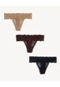 Set X3 Tangas Brasileras De Encaje X3 Para Mujer Café Seven Seven de Seven Seven