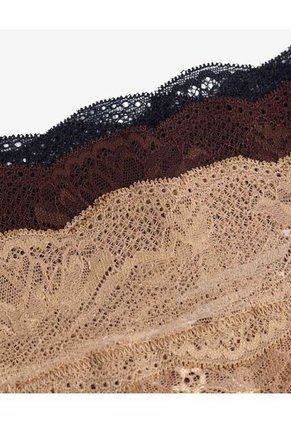 Set X3 Tangas Brasileras De Encaje X3 Para Mujer Café Seven Seven