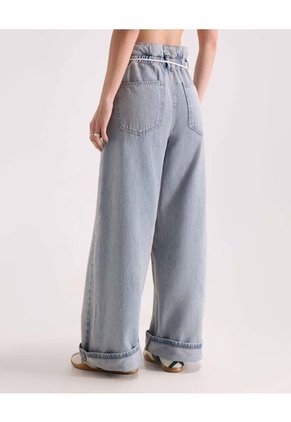 Jean Wide Leg Paper Bag  Para Mujer Azul Seven Seven