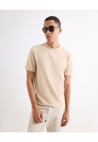 Camisa Para Hombre Manga Corta Sin Bolsillo Cuello Resort Color Camel Marca Seven Seven #45012209 Seven Seven