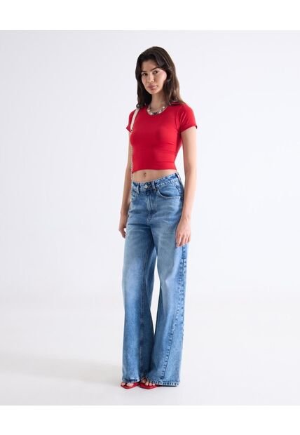 Camiseta Para Mujer Manga Corta Cuello Redondo Color Rojo Marca Seven Seven #28096407