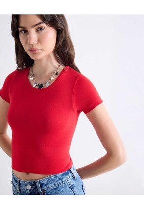 Camiseta Para Mujer Manga Corta Cuello Redondo Color Rojo Marca Seven Seven #28096407