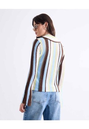 Camiseta  Para Mujer Manga Larga Cuello V Color Celeste Marca Seven Seven #28096472