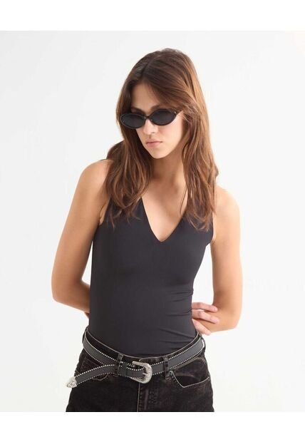 Camiseta Para Mujer Manga Sisa Cuello V Color Negro Marca Seven Seven #28096188