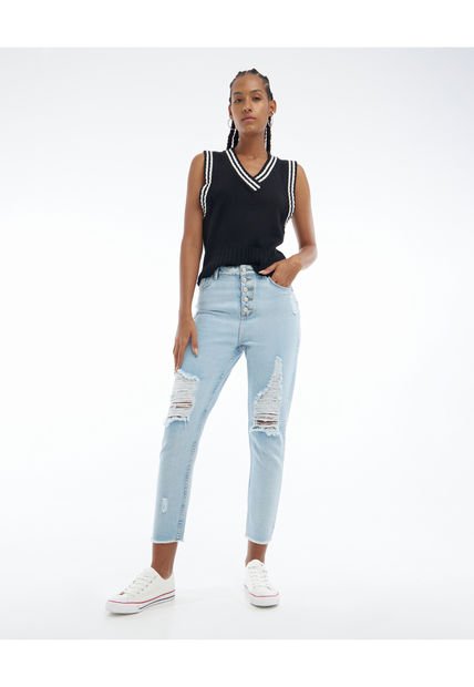 Jean Para Mujer Mom Color Azul Claro Marca Seven Seven #28160651