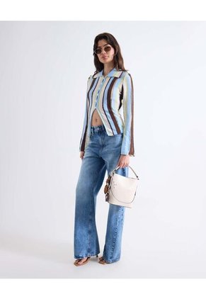 Camiseta  Para Mujer Manga Larga Cuello V Color Celeste Marca Seven Seven #28096472