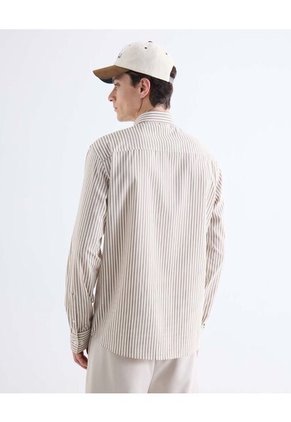 Camisa  Para Hombre Manga Larga Sin Bolsillo Cuello Casual M Color Café Marca Seven Seven #45012216