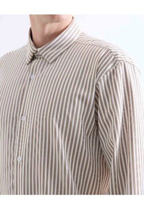 Camisa  Para Hombre Manga Larga Sin Bolsillo Cuello Casual M Color Café Marca Seven Seven #45012216