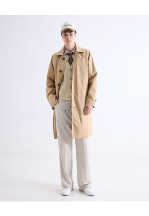 Camisa  Para Hombre Manga Larga Sin Bolsillo Cuello Casual M Color Café Marca Seven Seven #45012216