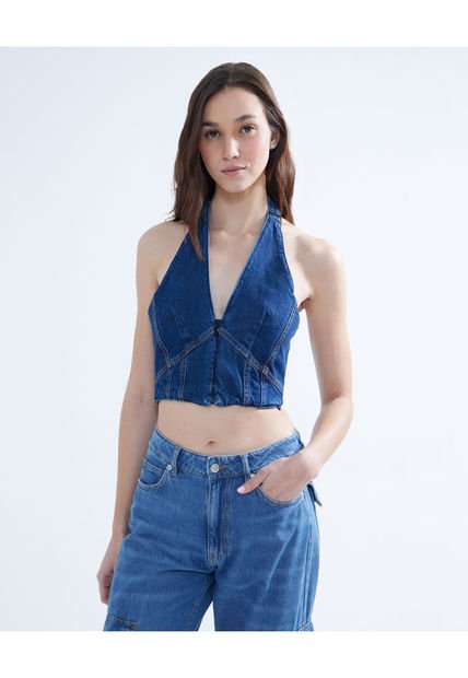 Blusa Para Mujer Manga Sisa Color Azul  Marca Seven Seven #28123912