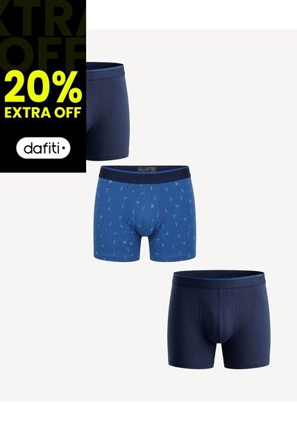 Bóxer Medio Pretina Ancha Pack X3 X3 Para Hombre Azul Seven Seven
