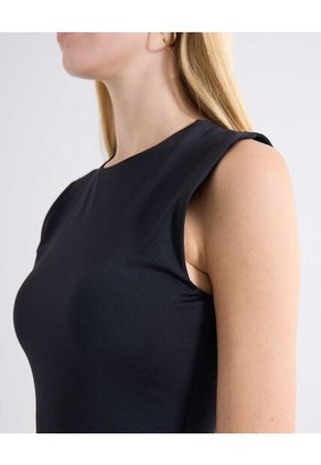 Camiseta Acanalada Escote Redondo  Para Mujer Negro Seven Seven