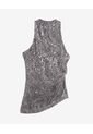 Blusa Asimétrico De Lentejuelas  Para Mujer Gris Seven Seven de Seven Seven