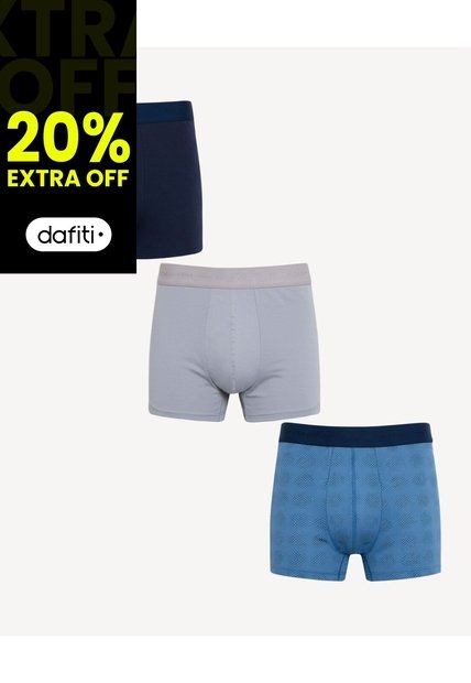 Pack X3 De Boxers Cortos  Para Hombre Azul Seven Seven