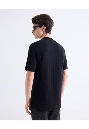 Camiseta Texturizada En Tricot  Para Hombre Negro Seven Seven
