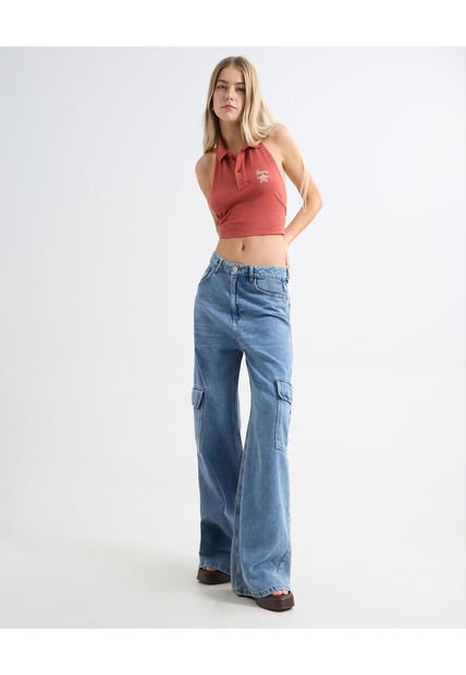 Jean Para Mujer Wide-Leg Color Azul Medio Marca Seven Seven #28160883
