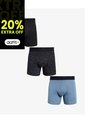 Pack X3 Bóxer Medio X3 Para Hombre Negro Seven Seven de Seven Seven