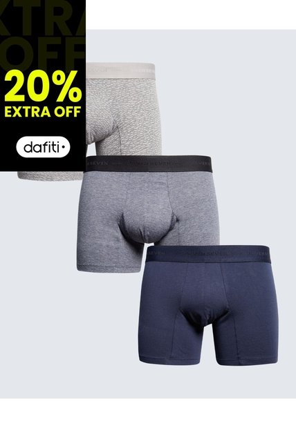 Pack X 3 Bóxer Medio X3 Para Hombre Gris Seven Seven
