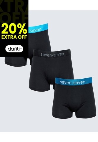Pack X 3 Bóxer Corto X3 Para Hombre Negro Seven Seven Seven Seven