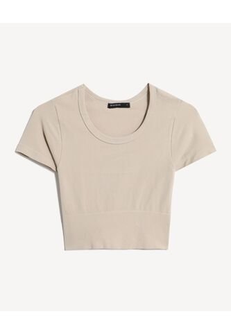 Camiseta Para Mujer Manga Corta Cuello Redondo Color Beige Marca Seven Seven #28096407 Seven Seven