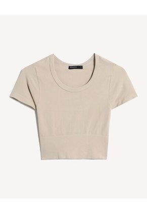 Camiseta Para Mujer Manga Corta Cuello Redondo Color Beige Marca Seven Seven #28096407
