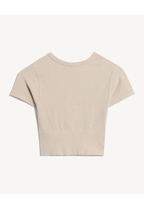 Camiseta Para Mujer Manga Corta Cuello Redondo Color Beige Marca Seven Seven #28096407