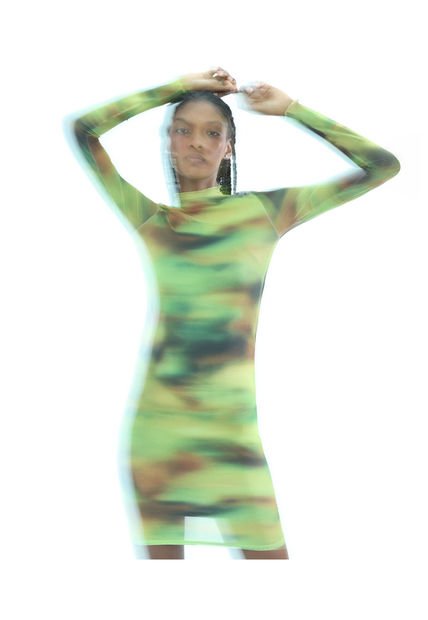 Vestido Para Mujer Manga Larga Color Verde Claro Marca Seven Seven #28171260